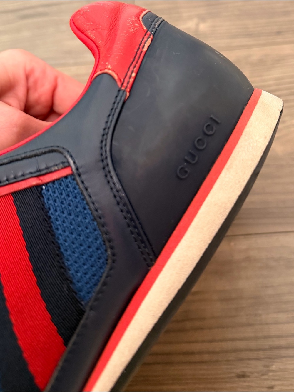 Gucci Tennis 83 Men's Navy and Red Sneakers - Picture 5 of 12